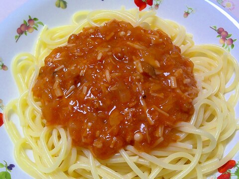 ミートソース缶で簡単!ミートきのこスパゲッティ!